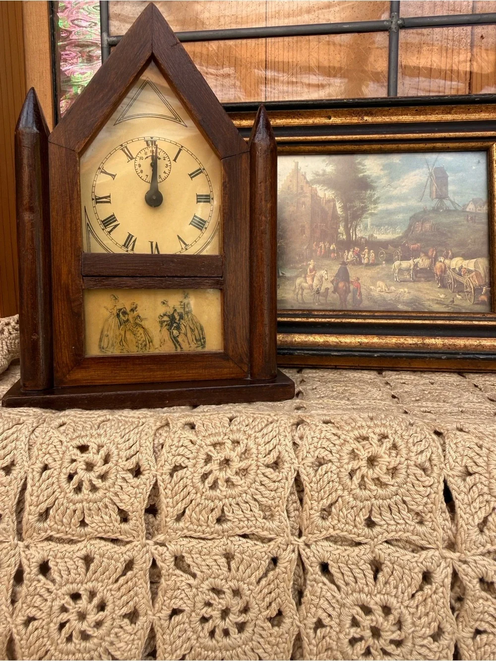 Vintage Antique Burroughs Miniature Gothic Steeple Clock Cathedral Decor As Is